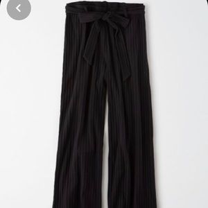 NWT - AE High Waisted Ribbed Tie Front Pant BLACK